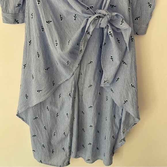 House of Harlow 1960 REVOLVE Nolita Off Shoulder Wrap Midi Dress Pinstripe - Picture 8 of 16